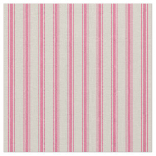 Beige and Pink Classic Ticking Stripes Fabric