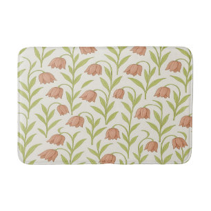 Beige and Pink Floral  Bath Mat