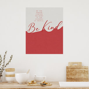 Beige and Red Kindness Quote – Minimalist Wall Poster