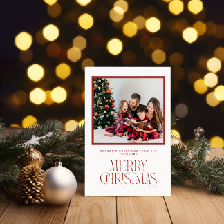 Beige and Red Merry Christmas Wishes Greeting Card