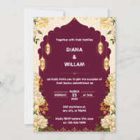 Beige and Red Wedding Invitation