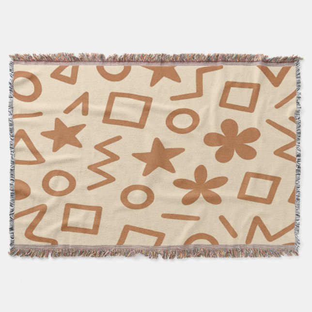 Beige and Reddish Throw Blanket (Front)