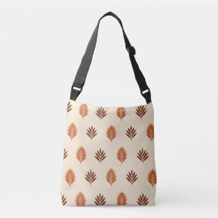Beige and Rich Brown Autumn Leaves Crossbody Bag