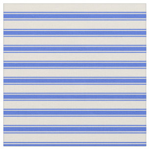 Beige and Royal Blue Coloured Stripes Pattern Fabric