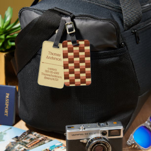 Beige and Rusty Color Blocks Luggage Tag