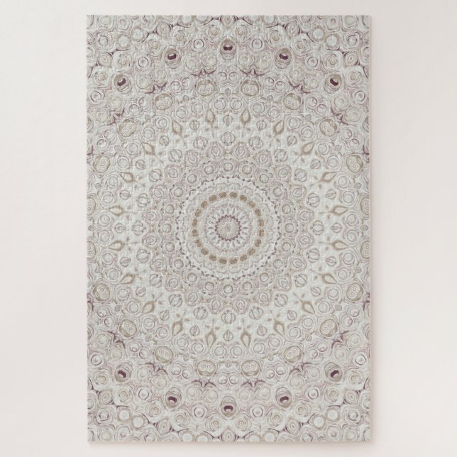 Beige and Taupe Mandala Pattern Design Jigsaw Puzzle (Vertical)