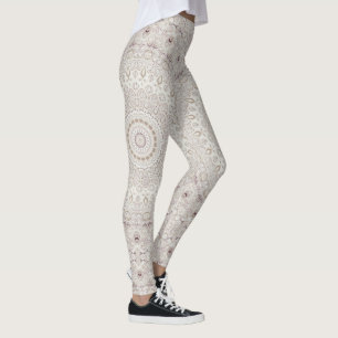 Beige and Taupe Mandala Pattern Design Leggings
