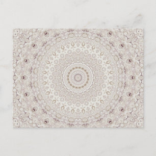 Beige and Taupe Mandala Pattern Design Postcard
