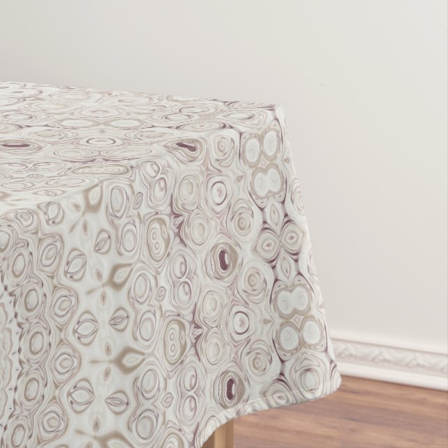 Beige and Taupe Mandala Pattern Design Tablecloth (In Situ)