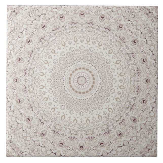 Beige and Taupe Mandala Pattern Design Tile (Front)