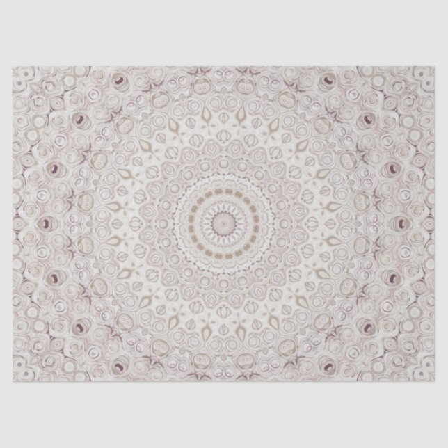 Beige and Taupe Mandala Pattern Design Tissue Paper (Front)