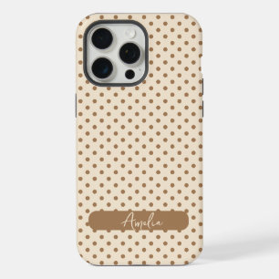 Beige and Tortilla Brown polka dots iPhone 15 Pro Max Case
