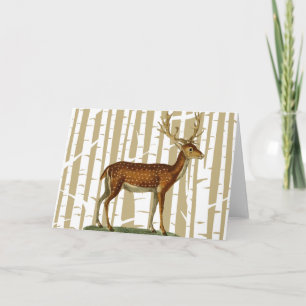 Beige and White Birch Tree Forest Greeting Card