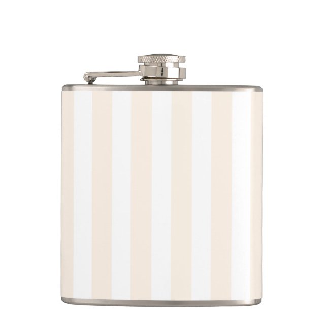 Beige and white candy stripes hip flask (Front)