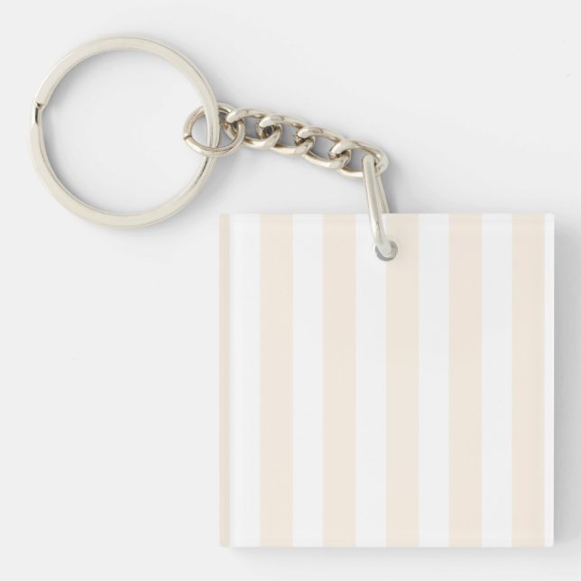 Beige and white candy stripes key ring (Front)