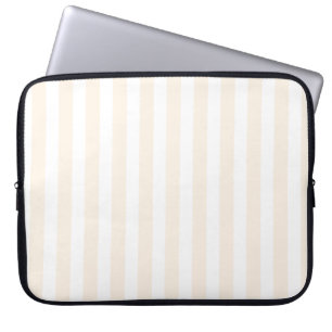 Beige and white candy stripes laptop sleeve