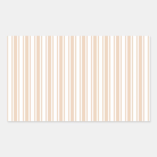 Beige and white candy stripes rectangular sticker (Front)