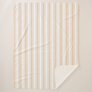 Beige and white candy stripes sherpa blanket