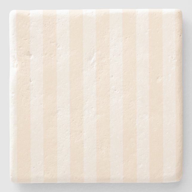Beige and white candy stripes stone coaster (Front)