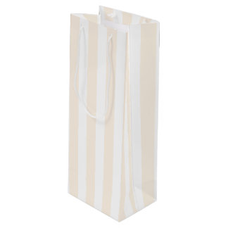 Beige and white candy stripes wine gift bag