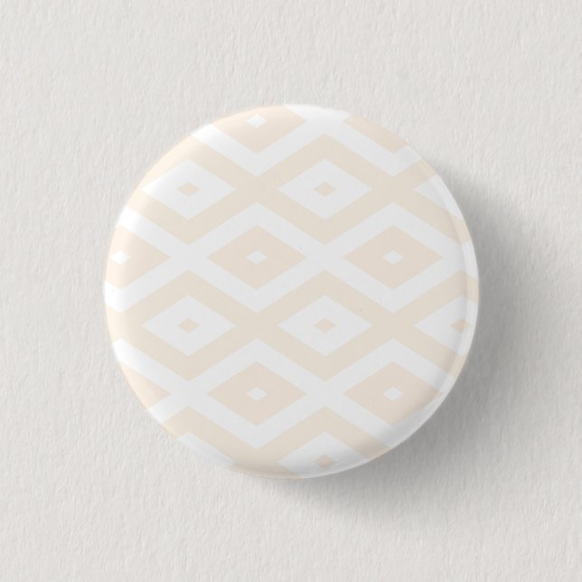 Beige and white diamond pattern 3 cm round badge (Front)