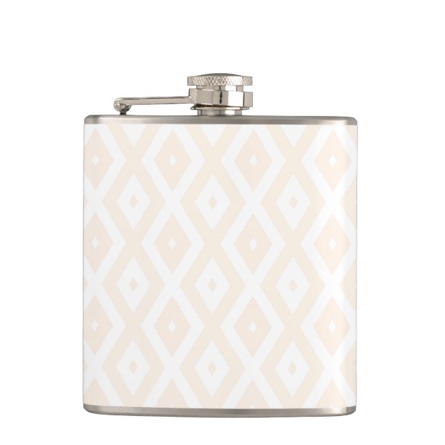 Beige and white diamond pattern hip flask (Front)