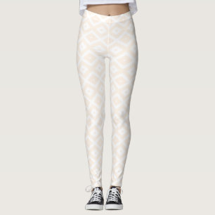 Beige and white diamond pattern leggings