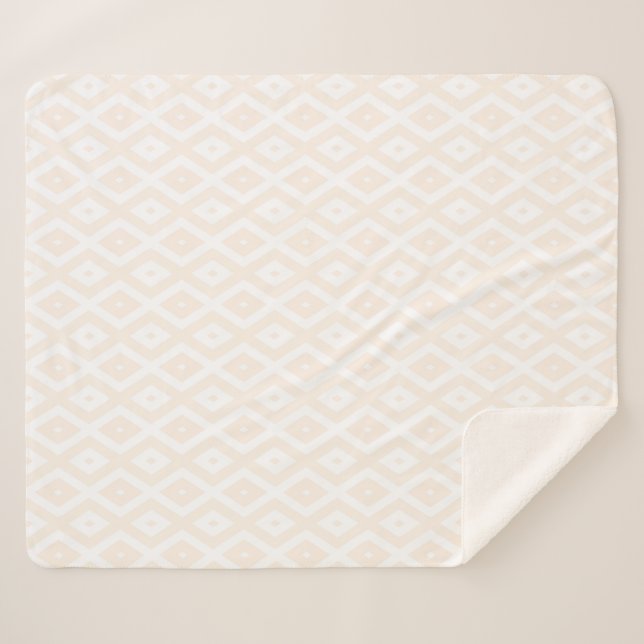 Beige and white diamond pattern sherpa blanket (Front (Horizontal))