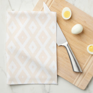 Beige and white diamond pattern tea towel