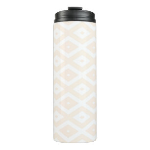 Beige and white diamond pattern thermal tumbler