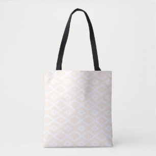 Beige and white diamond pattern tote bag