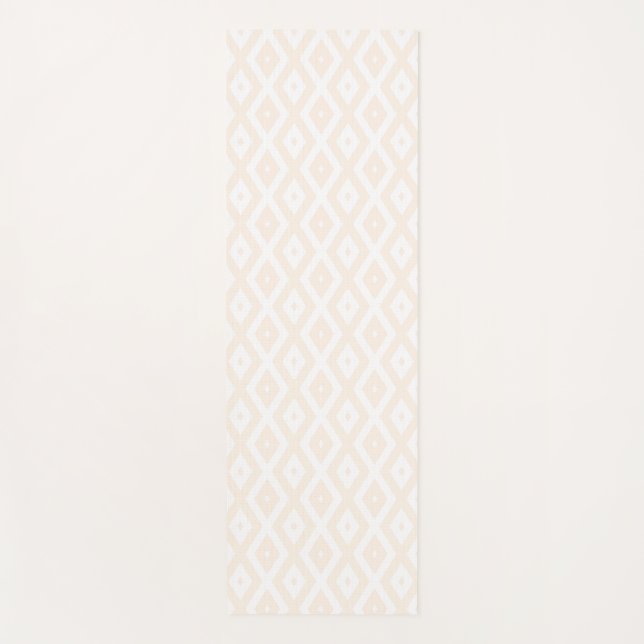 Beige and white diamond pattern yoga mat (Front)
