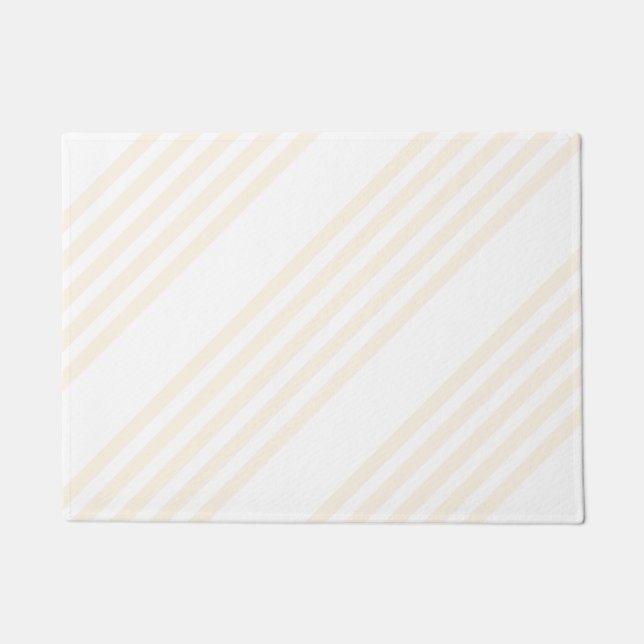 Beige and white five stripe pattern doormat (Front)