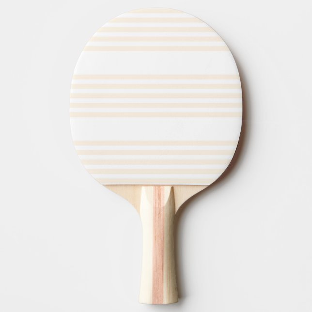 Beige and white five stripe pattern ping pong paddle (Front)