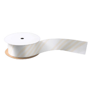 Beige and white five stripe pattern satin ribbon