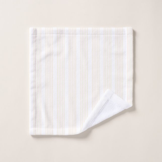 Beige and white five stripe pattern wash cloth (Wash Cloth)