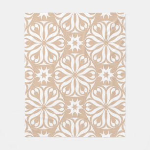 Beige and white floral ornament. Seamless patterna Fleece Blanket