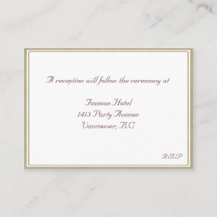 Beige and White Framed RSVP Reception Card