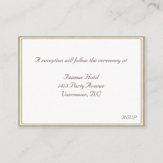 Beige and White Framed RSVP Reception Card
