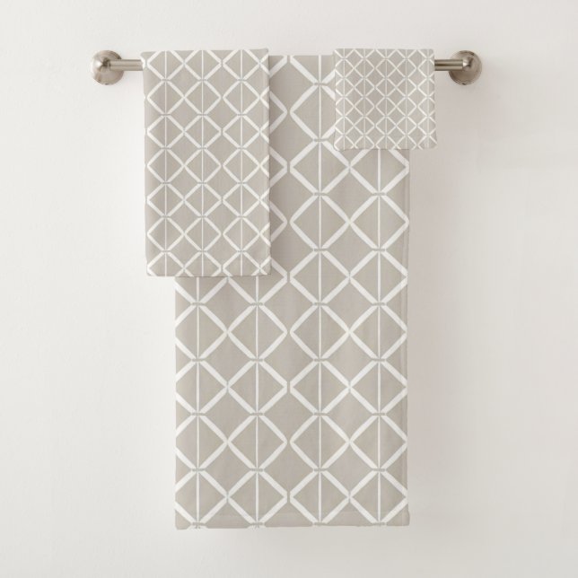 Beige and White Geometric Towel (Insitu)