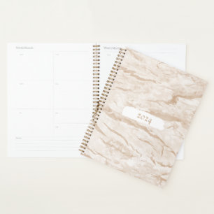 Beige and White Marble Swirl Customised Planner