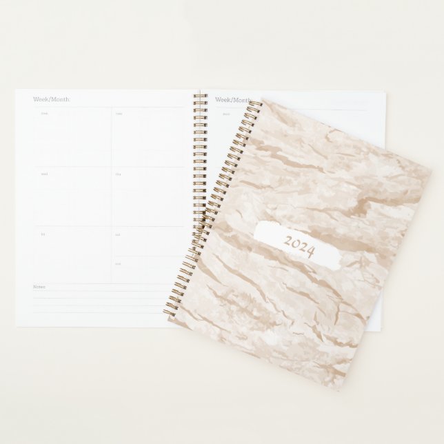 Beige and White Marble Swirl Customised Planner (Display)
