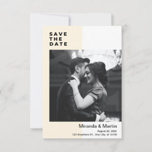 Beige And White Minimalist Photo Save The Date  Invitation