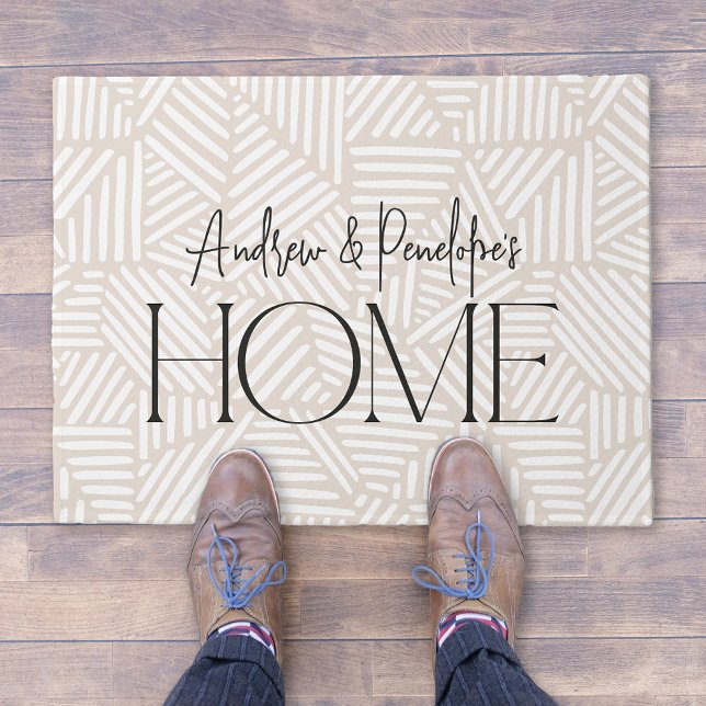 Beige and white modern geometric minimal home doormat (Creator Uploaded)