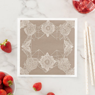 Beige and white patterns AI art  Napkin