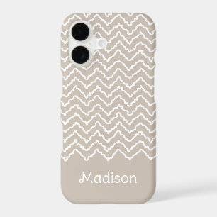 Beige And White Squiggly Chevron Pattern And Name