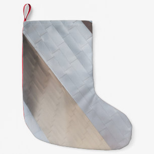 Beige and white surface small christmas stocking