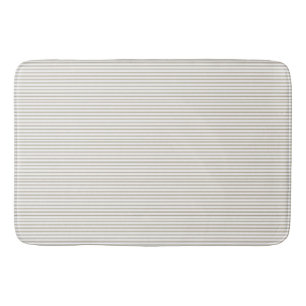 Beige and White Ticking Stripe Bath Mat