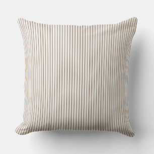 Beige and White Ticking Stripe Cushion