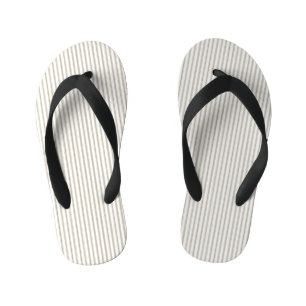 Beige and White Ticking Stripe  Kid's Jandals